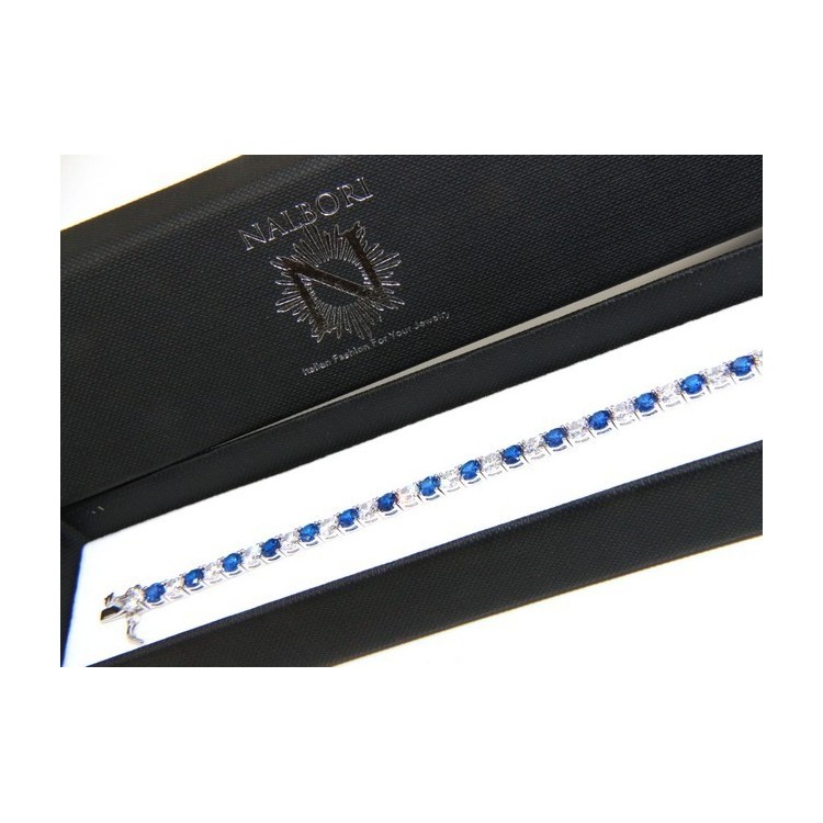 RMB|Bracciale per donna in Argento 925 modello Tennis Con Zirconi bianco e blu da 4 mm 17,5 cm a griffe