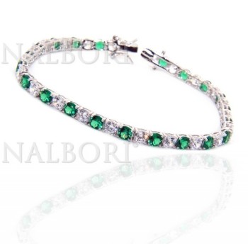 RMB|Bracciale per donna in Argento 925 modello Tennis Con Zirconi bianco e verde da 4 mm 17,5 cm a griffe