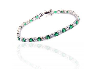 RMB|Bracciale tennis argento 925 verde bianco Zirconi per donna 4 mm 17,5 cm