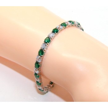 RMB|Bracciale per donna in Argento 925 modello Tennis Con Zirconi bianco e verde da 4 mm 17,5 cm a griffe