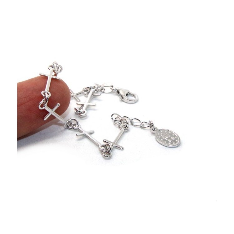RMB|Rosary series bracelet for men or women in 925 sterling silver pendant of the miraculous madonna. Mis 16.50 - 19.50 cm