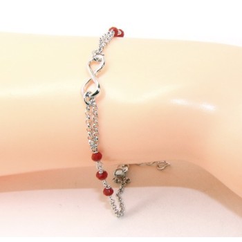 RMB|Bracelet man woman Silver 925 rosary working red crystal with 1 infinite element 17,50-19,50 cm