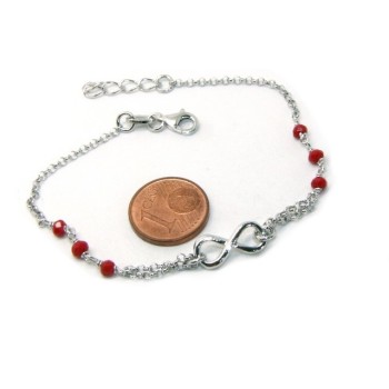 RMB|Bracelet man woman Silver 925 rosary working red crystal with 1 infinite element 17,50-19,50 cm