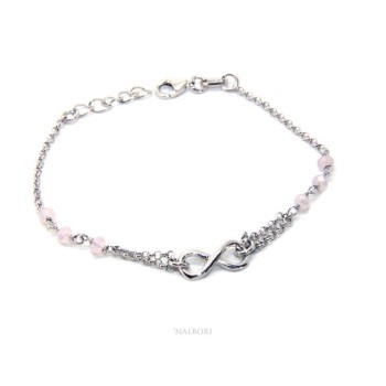 RMB|Bracelet man woman Silver 925 rosary crystal pink light with 1 infinite element 15.00 -17.50 cm