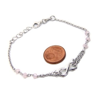 RMB|Bracelet man woman Silver 925 rosary crystal pink light with 1 infinite element 15.00 -17.50 cm