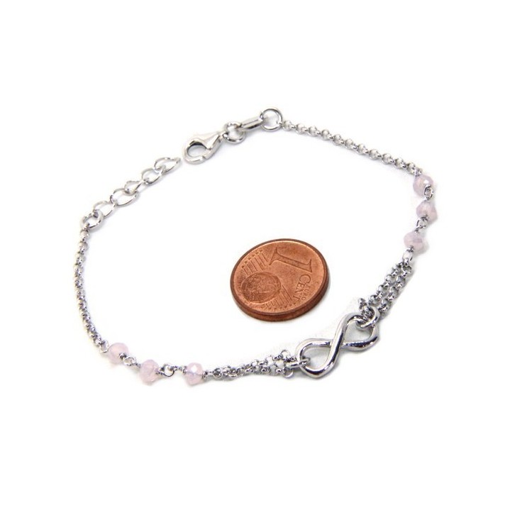 RMB|Bracelet man woman Silver 925 rosary crystal pink light with 1 infinite element 15.00 -17.50 cm