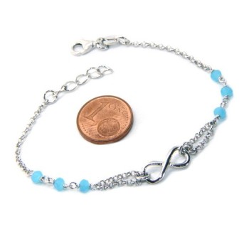 RMB|Bracelet man woman Silver 925 rosary crystal light blue with 1 infinite element 15.00 -17.50 cm