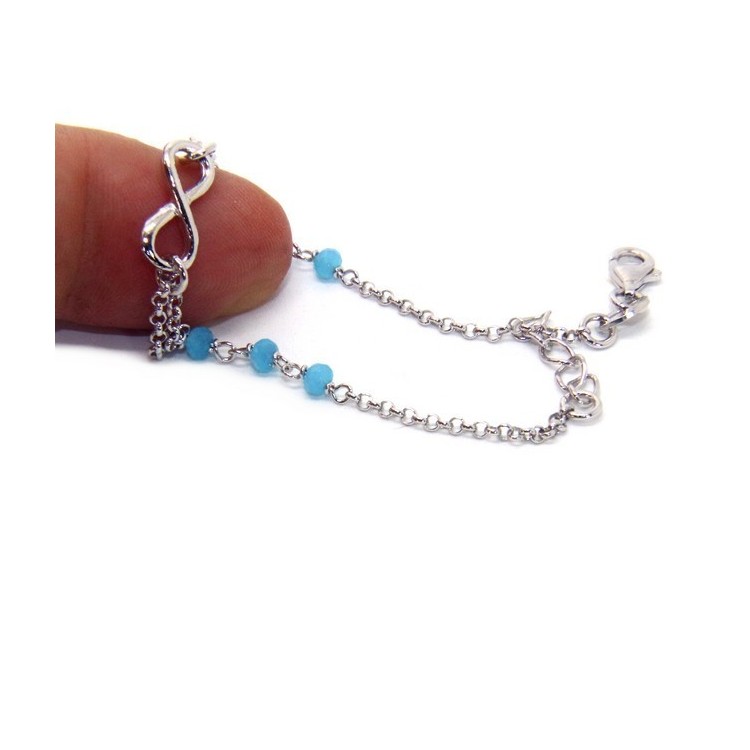 RMB|Bracelet man woman Silver 925 rosary crystal light blue with 1 infinite element 15.00 -17.50 cm