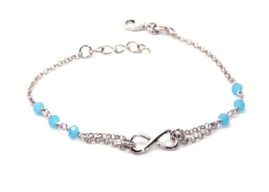 RMB|Bracelet man woman Silver 925 rosary crystal light blue with 1 infinite element 15.00 -17.50 cm