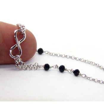 RMB|Bracelet man woman Silver 925 rosary working black crystal with 1 infinite element 17,50-19,50 cm