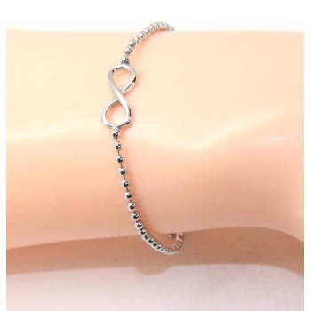 RMB|Bracelet man woman 925 Sterling Silver 2 mm ball chain and 1 infinite element 17.50-20.50 cm