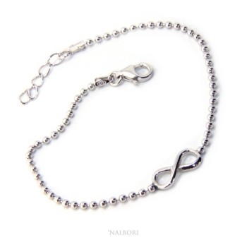 RMB|Bracelet man woman 925 Sterling Silver 2 mm ball chain and 1 infinite element 17.50-20.50 cm