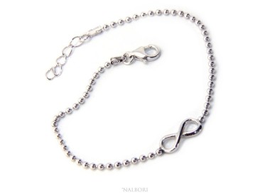 RMB|Bracciale uomo donna Argento 925 catena a palline da 2 mm e 1 elemento infinito 17,50-20,50 cm
