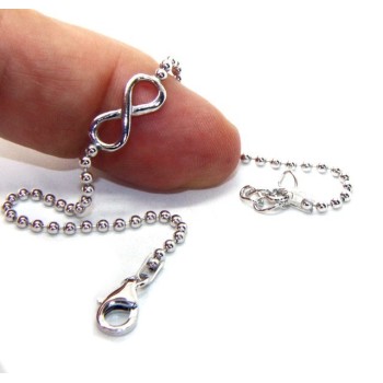 RMB|Bracelet man woman 925 Sterling Silver 2 mm ball chain and 1 infinite element 17.50-20.50 cm