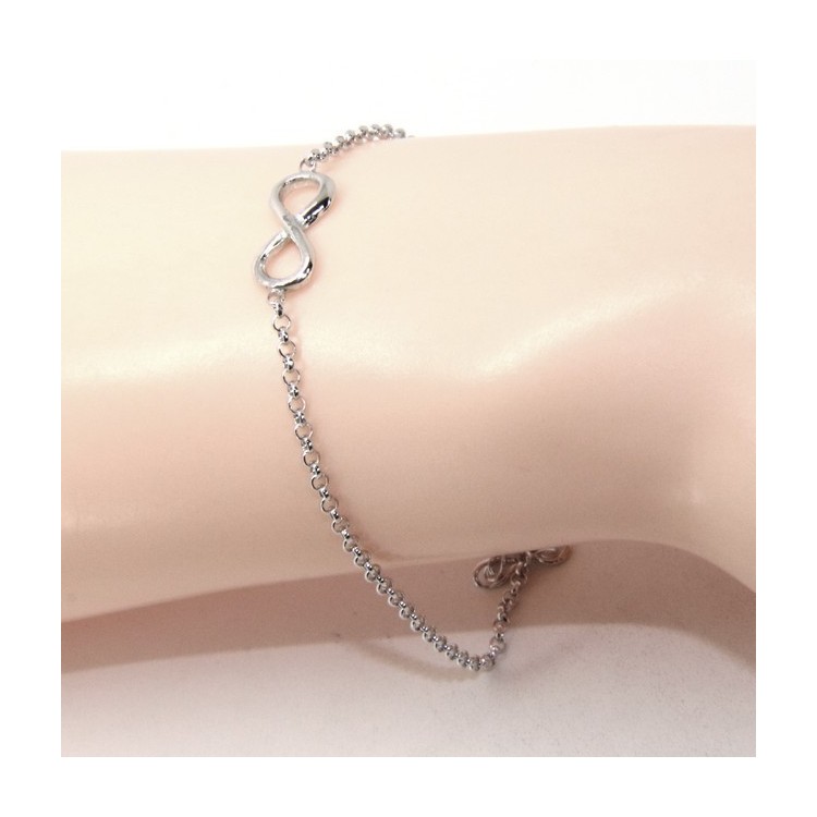 RMB|Bracelet man woman Silver 925 rolo chain 'about 2 mm and 1 infinite element 17.50-20.00 cm