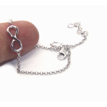 RMB|Bracelet man woman Silver 925 rolo chain 'about 2 mm and 1 infinite element 17.50-20.00 cm