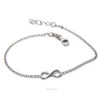 RMB|Bracciale uomo donna Argento 925 catena a rolo' circa da 2 mm e 1 elemento infinito 17,50-20,00 cm