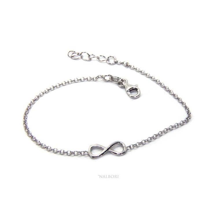 RMB|Bracciale uomo donna Argento 925 catena a rolo' circa da 2 mm e 1 elemento infinito 17,50-20,00 cm