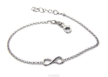 RMB|Bracciale uomo donna Argento 925 catena a rolo' circa da 2 mm e 1 elemento infinito 17,50-20,00 cm