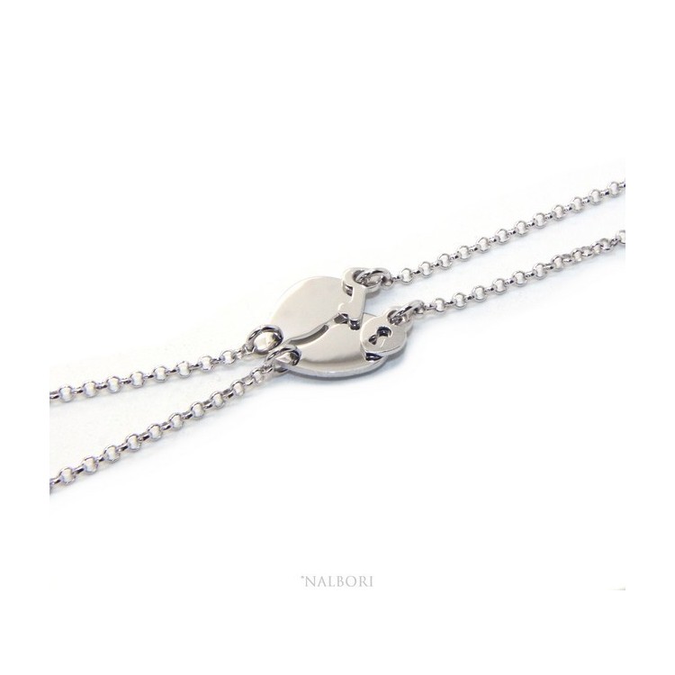 RMB|Double bracelet HE and LEI man woman in Sterling Silver broken heart small to break key padlock