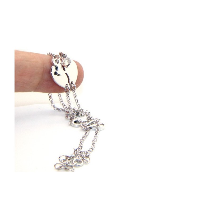 RMB|Bracciale doppio LUI e LEI uomo donna in Argento 925 cuore spezzato piccolo da spezzare lucchetto chiave
