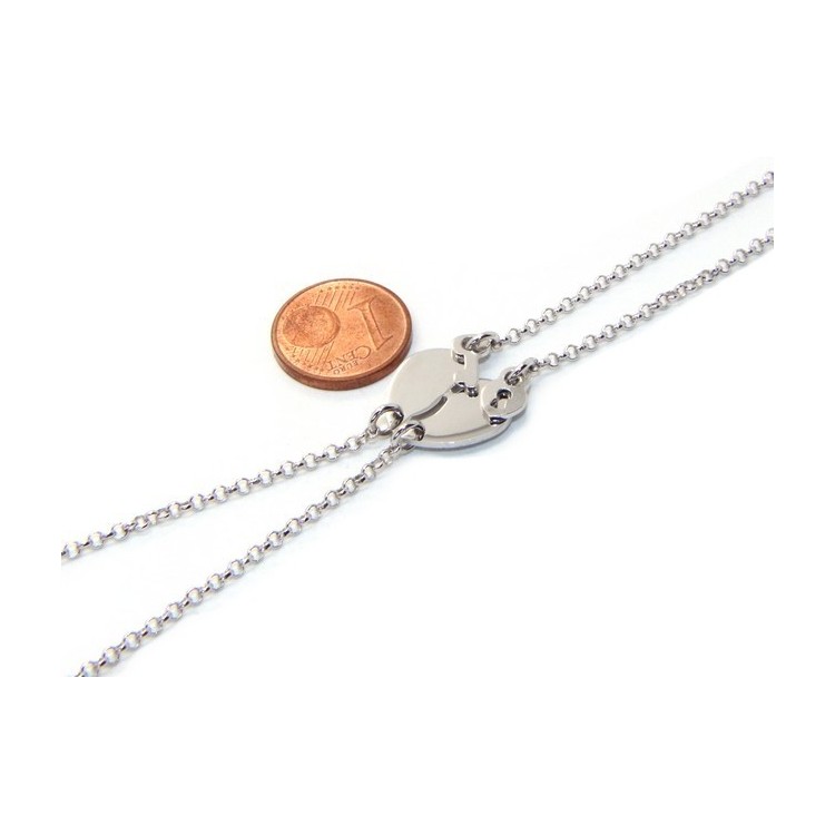 RMB|Bracciale doppio LUI e LEI uomo donna in Argento 925 cuore spezzato piccolo da spezzare lucchetto chiave