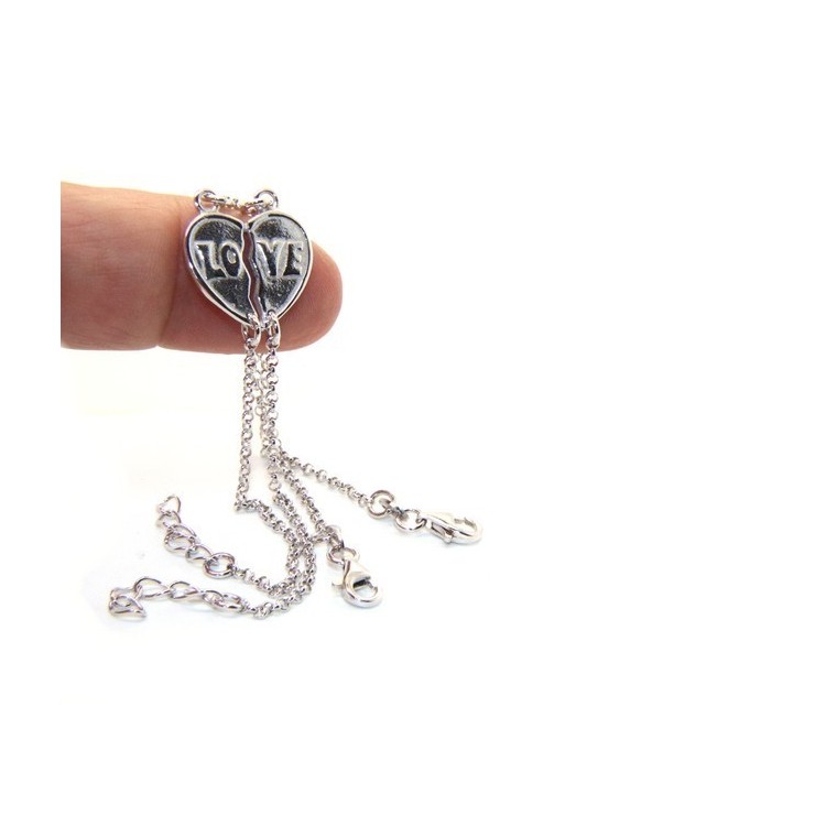 RMB|Double bracelet HIM and HER man woman in Sterling Silver broken heart written LOVE
