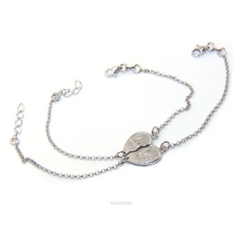 RMB|Bracciale doppio LUI e LEI uomo donna in Argento 925 cuore spezzato scritta LOVE