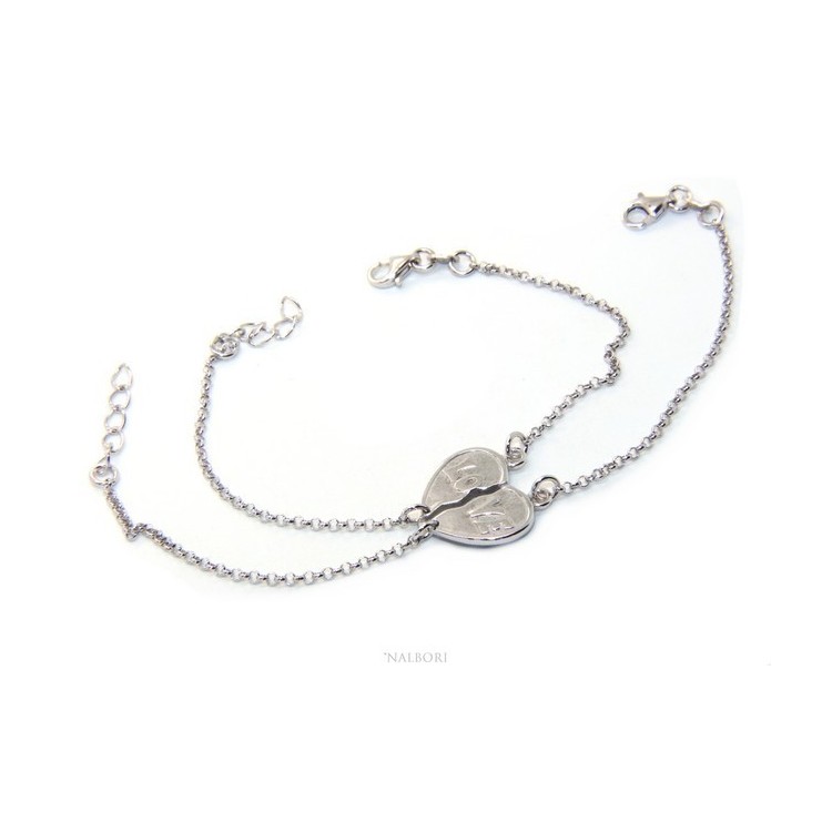 RMB|Bracciale doppio LUI e LEI uomo donna in Argento 925 cuore spezzato scritta LOVE
