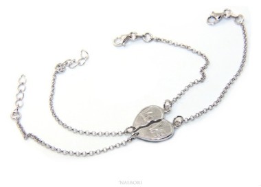 RMB|Bracciale doppio LUI e LEI uomo donna in Argento 925 cuore spezzato scritta LOVE