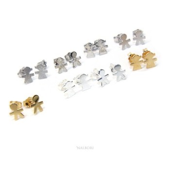 RMB|NALBORI 925 sterling silver earrings: baby boy or baby girl Light gold Yellow and white satin