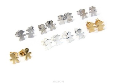 RMB|NALBORI 925 sterling silver earrings: baby boy or baby girl Light gold Yellow and white satin