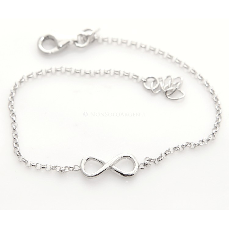 RMB|Argento 925 : bracciale rolo' uomo o donna con 1 simbolo dell'infinito da 16,00 a 20,50 cm