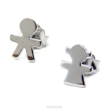 RMB|NALBORI 925 sterling silver earrings: baby boy or baby girl Light gold Yellow and white satin