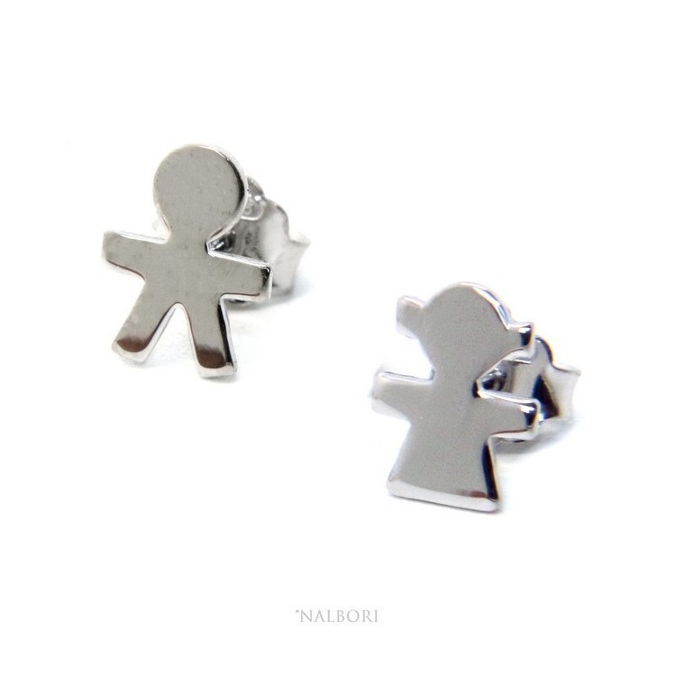 RMB|NALBORI 925 sterling silver earrings: baby boy or baby girl Light gold Yellow and white satin