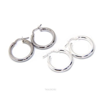RMB|orecchini donna Argento 925 anelle cerchi boccole lisce classiche 21,5  mm 2 colori