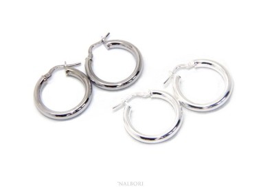 RMB|silver earrings 925 sterling silver 21.5 mm 2 colors smooth brooches hoop