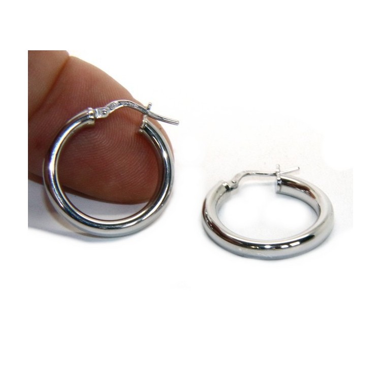 RMB|silver earrings 925 sterling silver 21.5 mm 2 colors smooth brooches hoop