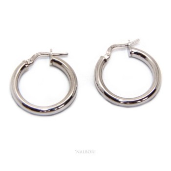 RMB|silver earrings 925 sterling silver 21.5 mm 2 colors smooth brooches hoop