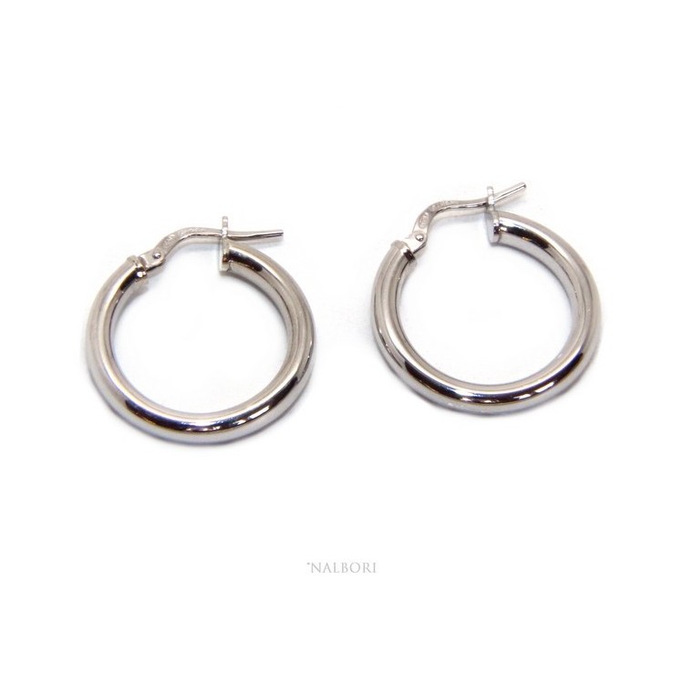 RMB|silver earrings 925 sterling silver 21.5 mm 2 colors smooth brooches hoop