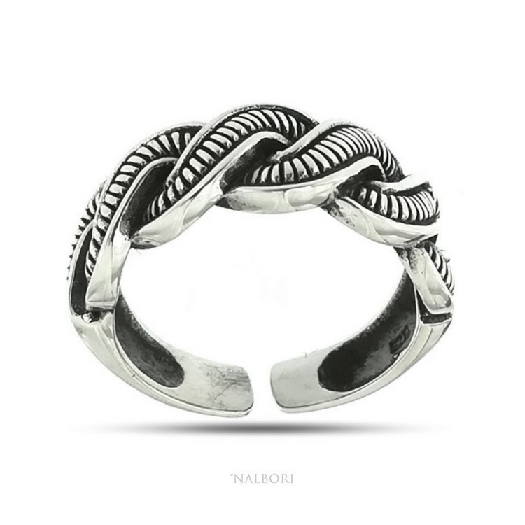 RMB|Silver 925: Ring man faith woman braid braid open adjustable dark band