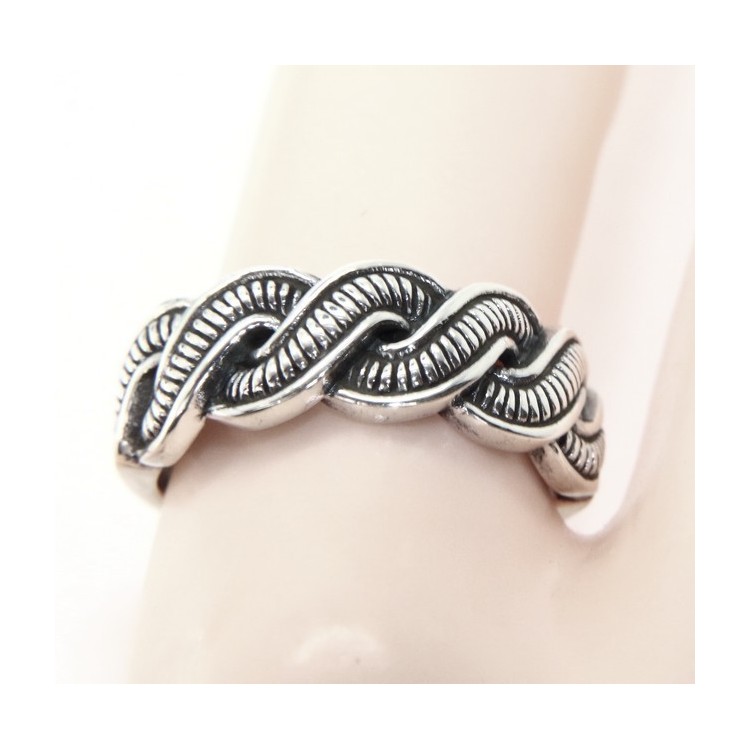 RMB|Silver 925: Ring man faith woman braid braid open adjustable dark band