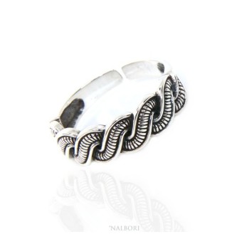 RMB|Silver 925: Ring man faith woman braid braid open adjustable dark band