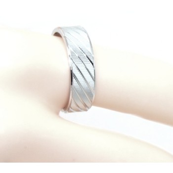 RMB|Argento 925 : Anello fede fedina diamantata massiccia 6 mm oblique per uomo o donna