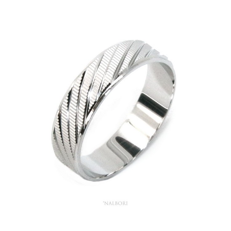 RMB|Silver 925: Solid diamond ring faith 6 mm oblique for men or women
