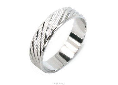 RMB|Silver 925: Solid diamond ring faith 6 mm oblique for men or women