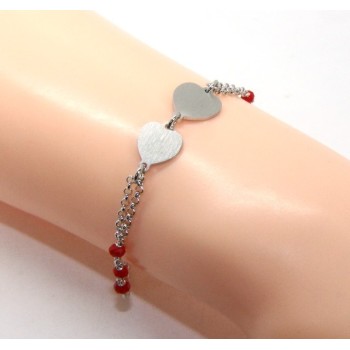 RMB|rosso come l'amore, i braccialetti NALBORI con cuoricini in argento 925 massiccio e cristalli colorati