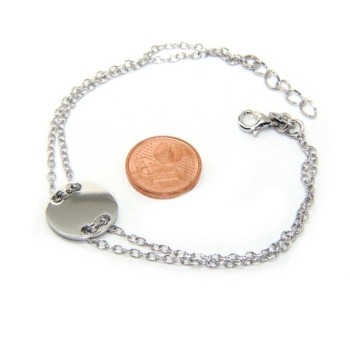 RMB|647/5000 Bracelet man woman 925 Sterling Silver with central button rhodium 17,00 - 20.00 cm