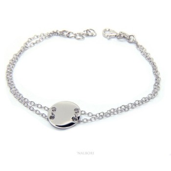 RMB|647/5000 Bracelet man woman 925 Sterling Silver with central button rhodium 17,00 - 20.00 cm