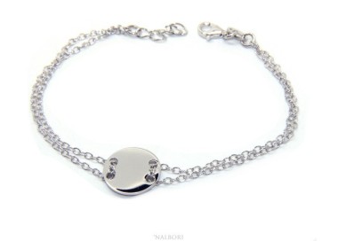 RMB|Bracciale uomo donna Argento 925 con bottone centrale rodiato 17,00 - 20,00 cm